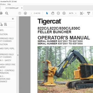 Tigercat 822C L822C 830C L830C FELLER BUNCHER OPERATOR'S MANUAL - PDF DOWNLOAD