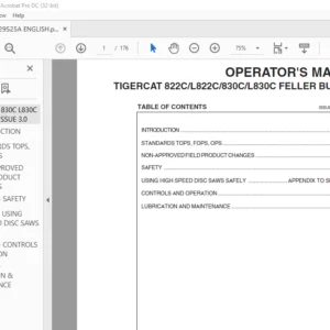Tigercat 822C L822C 830C L830C FELLER BUNCHER OPERATOR'S MANUAL - PDF DOWNLOAD