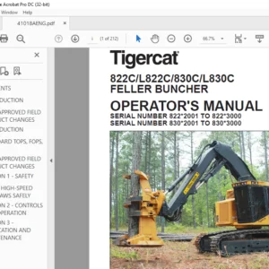 Tigercat 822C L822C 830C L830C FELLER BUNCHER OPERATOR'S MANUAL - PDF DOWNLOAD