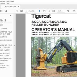 Tigercat 822C L822C 830C L830C FELLER BUNCHER OPERATOR'S MANUAL - PDF DOWNLOAD
