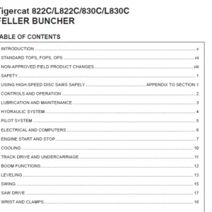 Tigercat 822C L822C 830C L830C FELLER BUNCHER SERVICE MANUAL - PDF DOWNLOAD