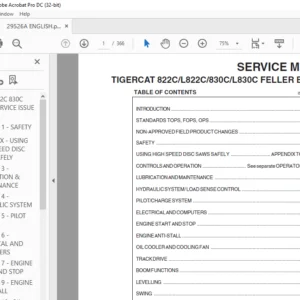 Tigercat 822C L822C 830C L830C FELLER BUNCHER SERVICE MANUAL - PDF DOWNLOAD