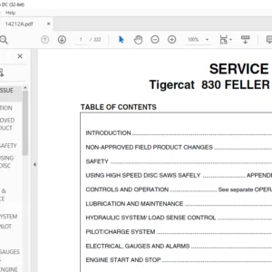 Tigercat 830 FELLER BUNCHER SERVICE MANUAL - PDF DOWNLOAD