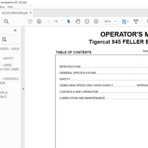 Tigercat 845 FELLER BUNCHER OPERATOR'S MANUAL - PDF DOWNLOAD