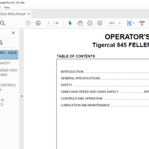 Tigercat 845 FELLER BUNCHER OPERATOR'S MANUAL - PDF DOWNLOAD