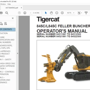 Tigercat 845C L845C FELLER BUNCHER OPERATOR'S MANUAL - PDF DOWNLOAD