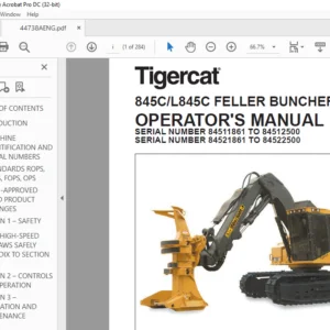Tigercat 845C L845C FELLER BUNCHER OPERATOR'S MANUAL - PDF DOWNLOAD