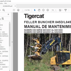 Tigercat 845D L845D FELLER BUNCHER MANUAL DE MANTENIMIENTO - PDF DOWNLOAD (Spanish)