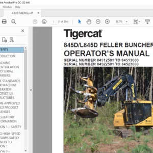 Tigercat 845D L845D FELLER BUNCHER OPERATOR’S MANUAL - PDF DOWNLOAD