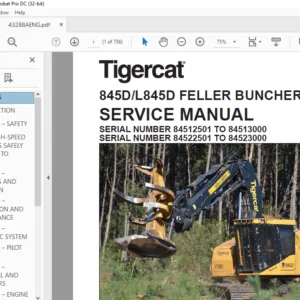 Tigercat 845D L845D FELLER BUNCHER SERVICE MANUAL - PDF DOWNLOAD