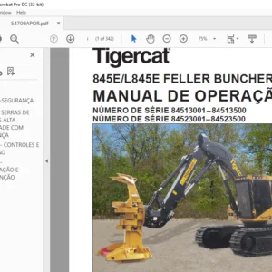 Tigercat 845E L845E FELLER BUNCHER MANUAL DE OPERAÇÃO - PDF DOWNLOAD (PORTUGUESE)