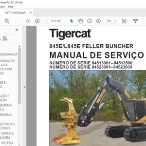 Tigercat 845E L845E FELLER BUNCHER MANUAL DE SERVIÇO - PDF DOWNLOAD (PORTUGUESE)