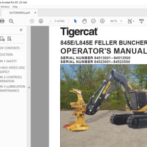 Tigercat 845E L845E FELLER BUNCHER OPERATOR'S MANUAL - PDF DOWNLOAD