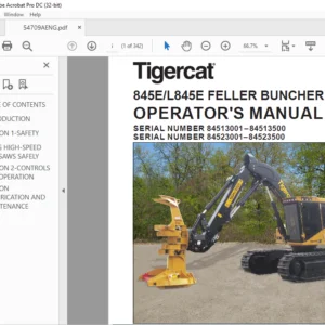Tigercat 845E L845E FELLER BUNCHER OPERATOR'S MANUAL - PDF DOWNLOAD