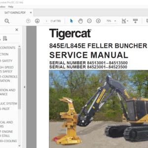 Tigercat 845E L845E FELLER BUNCHER SERVICE MANUAL - PDF DOWNLOAD