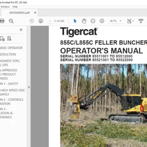 Tigercat 855C L855C FELLER BUNCHER OPERATOR'S MANUAL - PDF DOWNLOAD