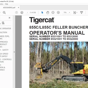 Tigercat 855C L855C FELLER BUNCHER OPERATOR'S MANUAL - PDF DOWNLOAD