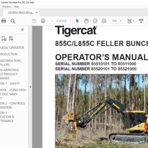 Tigercat 855C L855C FELLER BUNCHER OPERATOR’S MANUAL - PDF DOWNLOAD