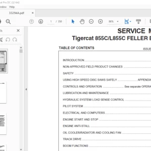 Tigercat 855C L855C FELLER BUNCHER SERVICE MANUAL - PDF DOWNLOAD