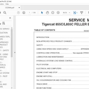 Tigercat 855C L855C FELLER BUNCHER SERVICE MANUAL - PDF DOWNLOAD