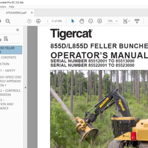 Tigercat 855D L855D FELLER BUNCHER OPERATOR’S MANUAL - PDF DOWNLOAD