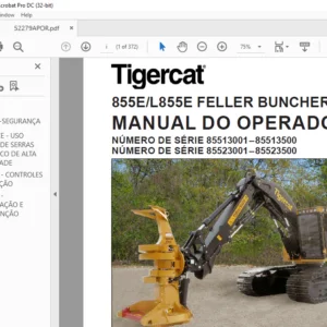 Tigercat 855E L855E FELLER BUNCHER MANUAL DO OPERADOR - PDF DOWNLOAD (Portuguese)