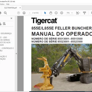 Tigercat 855E L855E FELLER BUNCHER MANUAL DO OPERADOR - PDF DOWNLOAD (Portuguese)