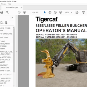 Tigercat 855E L855E FELLER BUNCHER OPERATOR'S MANUAL - PDF DOWNLOAD