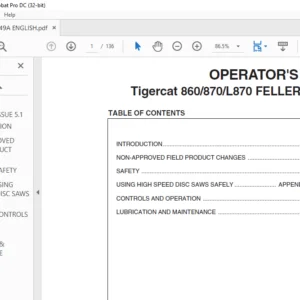 Tigercat 860 870 L870 FELLER BUNCHER OPERATOR'S MANUAL - PDF DOWNLOAD