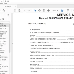 Tigercat 860 870 L870 Feller Buncher Workshop Manual PDF