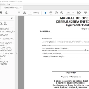 Tigercat 860C 870C L870C DERRUBADEIRA ENFEIXADEIRA MANUAL DE OPERAÇÃO - PDF DOWNLOAD (Portuguese)