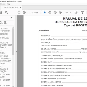 Tigercat 860C 870C L870C DERRUBADEIRA ENFEIXADEIRA MANUAL DE SERVIÇO - PDF DOWNLOAD (Portuguese)