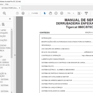 Tigercat 860C 870C L870C DERRUBADEIRA ENFEIXADEIRA MANUAL DE SERVIÇO - PDF DOWNLOAD (Portuguese)