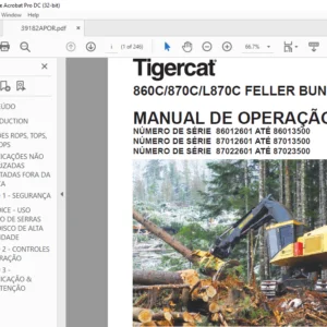 Tigercat 860C 870C L870C FELLER BUNCHER MANUAL DE OPERAÇÃO - PDF DOWNLOAD (Portuguese)