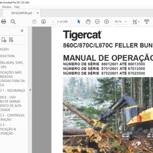 Tigercat 860C 870C L870C FELLER BUNCHER MANUAL DE OPERAÇÃO - PDF DOWNLOAD (Portuguese)