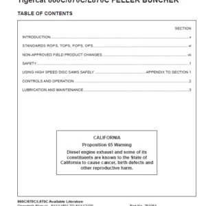 Tigercat 860C 870C L870C FELLER BUNCHER OPERATOR'S MANUAL - PDF DOWNLOAD