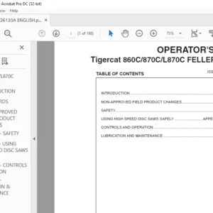 Tigercat 860C 870C L870C FELLER BUNCHER OPERATOR'S MANUAL - PDF DOWNLOAD