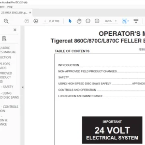 Tigercat 860C 870C L870C FELLER BUNCHER OPERATOR'S MANUAL - PDF DOWNLOAD