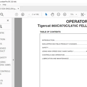 Tigercat 860C 870C L870C FELLER BUNCHER OPERATOR'S MANUAL - PDF DOWNLOAD