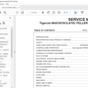 Tigercat 860C 870C L870C FELLER BUNCHER SERVICE MANUAL - PDF DOWNLOAD