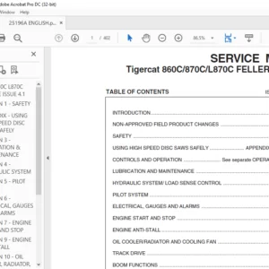 Tigercat 860C 870C L870C FELLER BUNCHER SERVICE MANUAL - PDF DOWNLOAD
