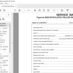 Tigercat 860C 870C L870C FELLER BUNCHER SERVICE MANUAL - PDF DOWNLOAD