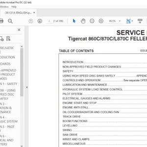 Tigercat 860C 870C L870C FELLER BUNCHER SERVICE MANUAL - PDF DOWNLOAD