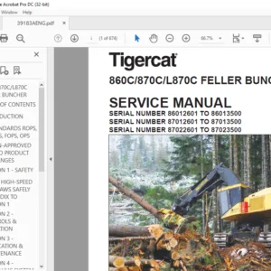 Tigercat 860C 870C L870C FELLER BUNCHER SERVICE MANUAL - PDF DOWNLOAD