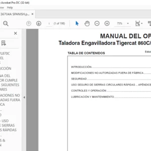 Tigercat 860C 870C L870C Taladora Engavilladora MANUAL DEL OPERADOR - PDF DOWNLOAD (Spanish)