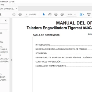 Tigercat 860C 870C L870C Taladora Engavilladora MANUAL DEL OPERADOR - PDF DOWNLOAD (Spanish)