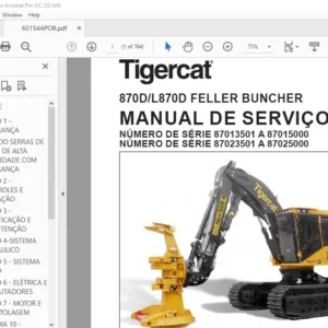 Tigercat 870D L870D FELLER BUNCHER MANUAL DE SERVIÇO - PDF DOWNLOAD (Portuguese)