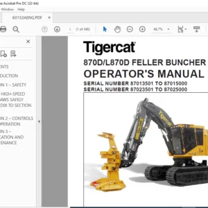 Tigercat 870D L870D FELLER BUNCHER OPERATOR'S MANUAL - PDF DOWNLOAD