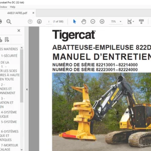 Tigercat ABATTEUSE-EMPILEUSE 822D L822D MANUEL D’ENTRETIEN - PDF DOWNLOAD (French)