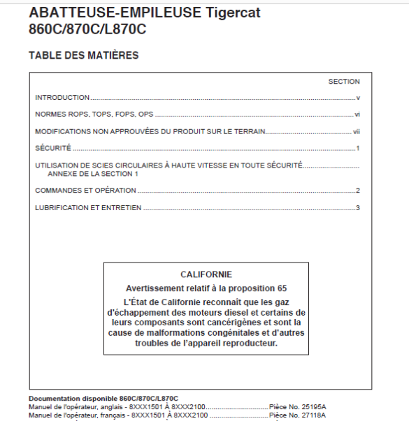 Tigercat Abatteuse Empileuse C C L C Manuel De L Op Rateur